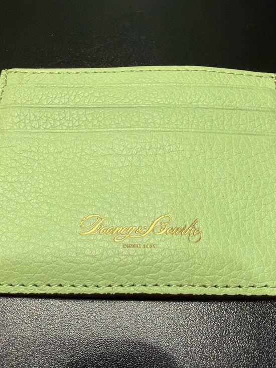 Dooney & Bourke Accessories - Dooney & Bourke Light Green Pebbled Leather Card Holder with Gold Logo